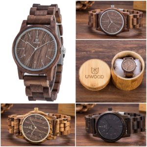 2018 Uwood Wooden Watches Wood Men`s Wristwatches Wooden Band Japan Move' 2035 Quartz