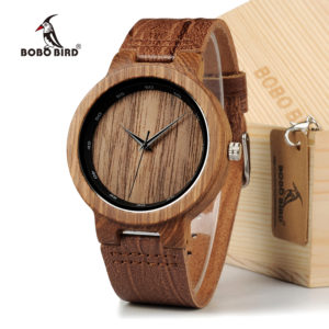 BOBO BIRD Wooden Quartz Men Watches Casual Leather Strap Analog Watch With Gift Box