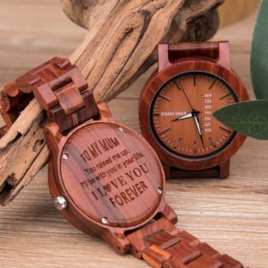 DODO DEER Red Sandalwood Watch Men Auto Date Week Display Wooden Watch Dress Male Gifts relogio masculino Engraved Text Clock