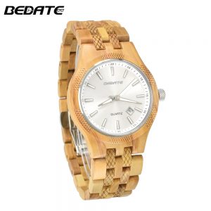 BEWELL Top Brand  Luxury Dress Men's Gift Wood Watch Time Clock Quartz Wristwatch Full Nature Olive Wood Relogio Masculino