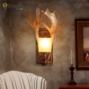 Christmas party Wall Lamp for LED home decoration corridor lamp lampada de parede wood Antlers balcony indoor lighting