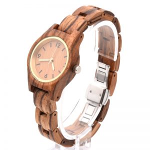 Watches Personalized Leather Strap Lady Casual watch in Round Wood Watch Box