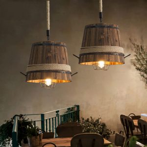 American retro wooden barrel chandelier loft bar club cafe bedroom light creative decoration coffee restaurant pendant lamps