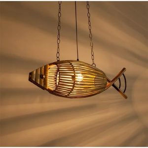 Bamboo fish type Pendant Lights weaving pendant lamps restaurant pastoral bedroom lamp lamp southeast led wooden