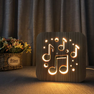 FS-T1880 Cross Border Music Note 3D Solid Wood Lamp Strange New Creative LED Little Night Light KT-C