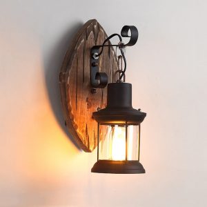 Antique Vintage Wall Light Wood Light Glass Wall Lamp Restaurant Cafe Light Bar Corridor Bedroom Bedside Lamp Sconce